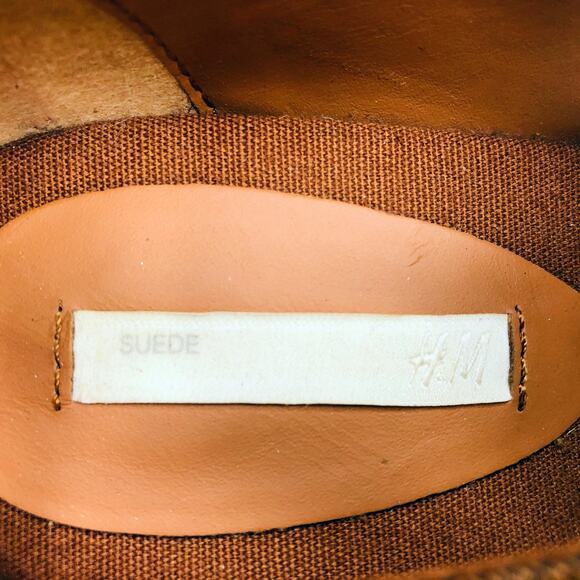 H&M Cognac Brown Suede Espadrille Wedge Lace Up Sandals 8.5 - Picture 10 of 10